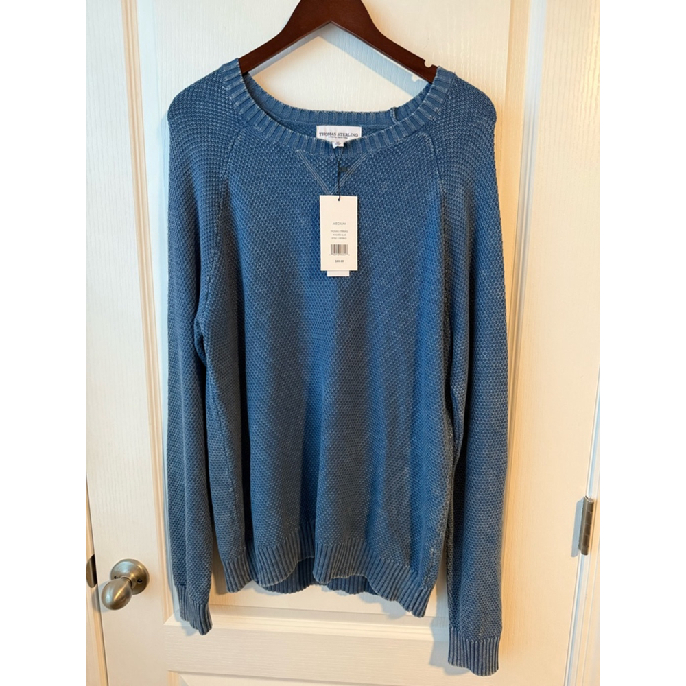 Men's Thomas Sterling Blue Cotton Sweater Size M